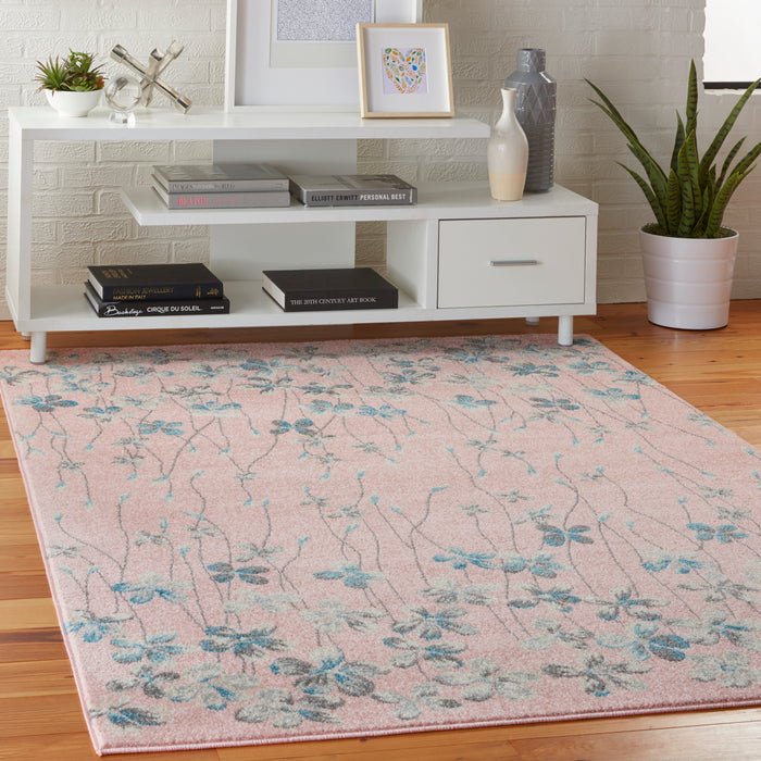 Nourison Tranquil TRA04 Pink 4'x6' Floral Area Rug