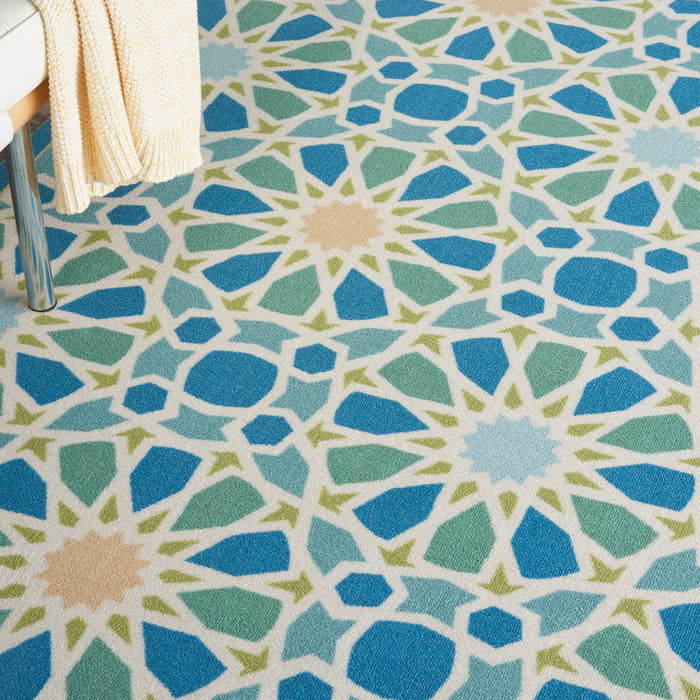 Waverly Sun N Shade SND29 Blue 4'x6'  Area Rug