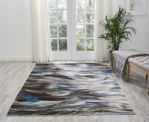 Nourison Chroma CRM01 Charcoal and Blue 6'x8' Area Rug