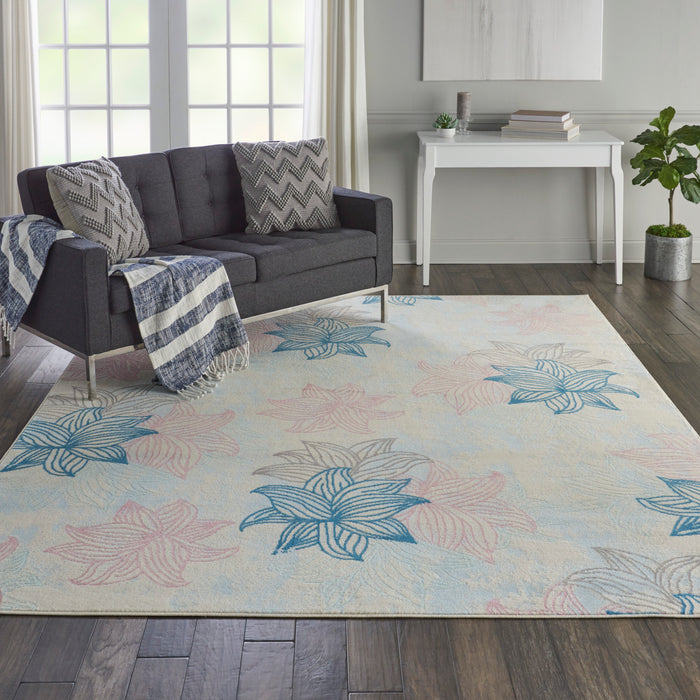 Nourison Jubilant JUB08 White Multicolor 8'x10' Large Low-pile Rug