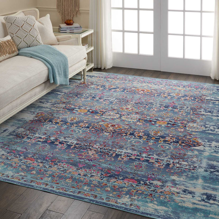 Nourison Vintage Kashan VKA02 Blue Multicolor 9'x12'   Rug