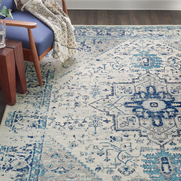 Nourison Tranquil TRA06 Navy Blue and White 9'x12' Oversized  Rug