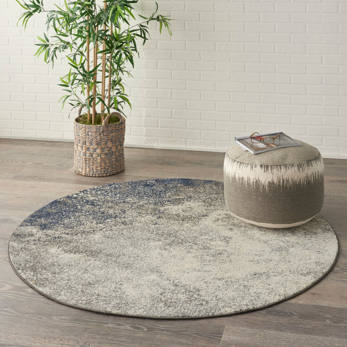 Nourison Passion 4' Round Charcoal and Ivory    Area Rug