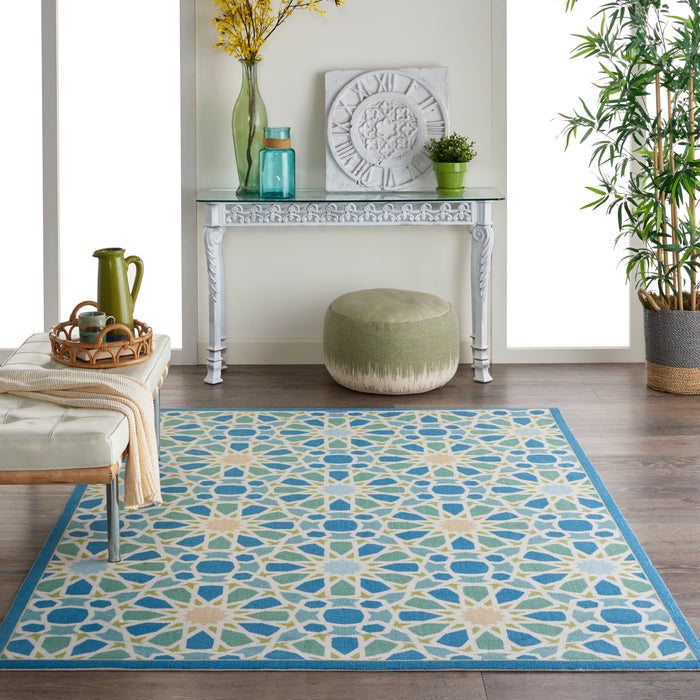 Waverly Sun N Shade SND29 Blue 4'x6'  Area Rug