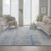 Nourison Symmetry SMM04 Blue and Grey 9'x12' Oversized Textured Rug
