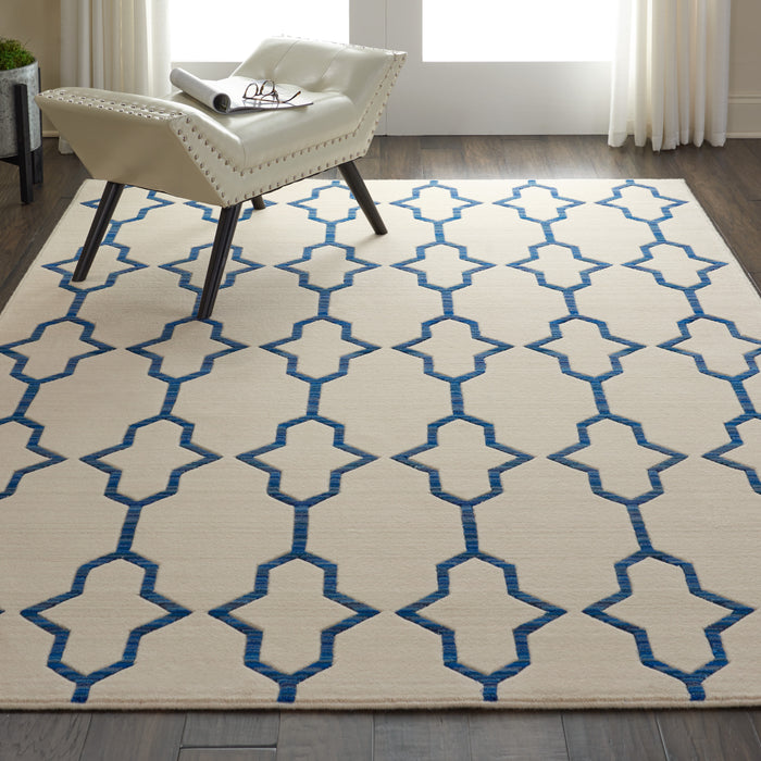 Butera Collection BB205 White and Blue 6'x8' Beach Area Rug