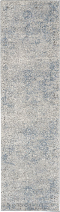 Nourison Rustic Textures RUS09 Ivory and Slate Blue 8' Runner Hallway Rug