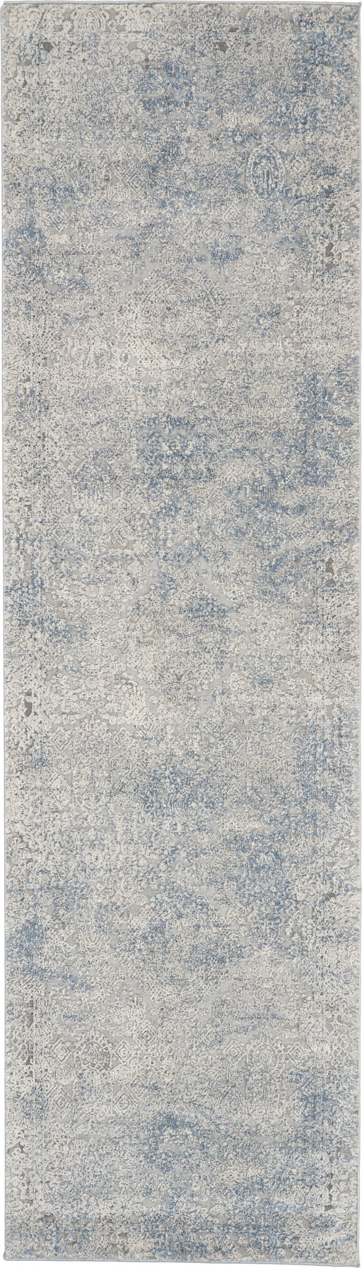 Nourison Rustic Textures RUS09 Ivory and Slate Blue 8' Runner Hallway Rug