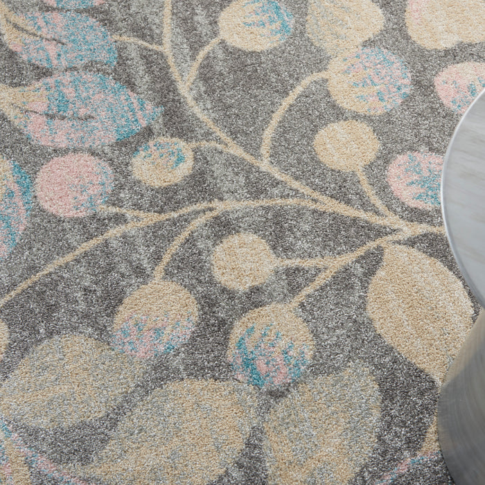 Nourison Tranquil TRA03 Beige and Grey 6'x9' Botanical Area Rug