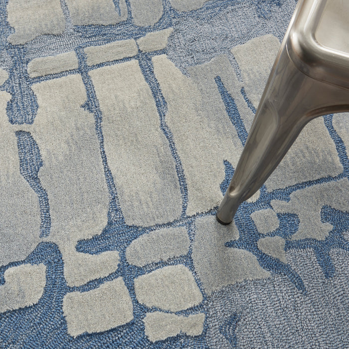 Nourison Symmetry SMM04 Blue and Grey 4'x6' Area Rug