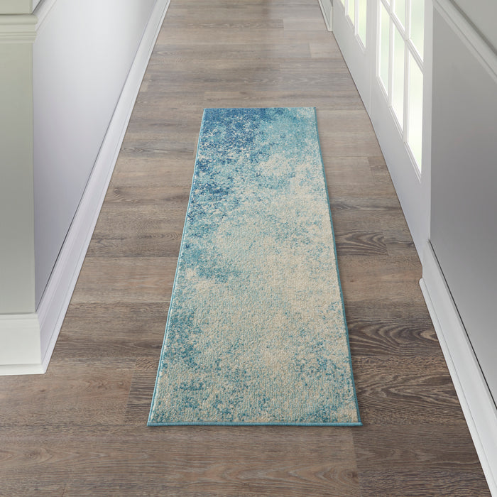 Nourison Passion 8' Runner Navy Light Blue    Area Rug