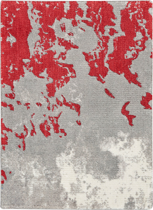 Nourison Twilight 2'x3' Grey and Red Abstract Area Rug