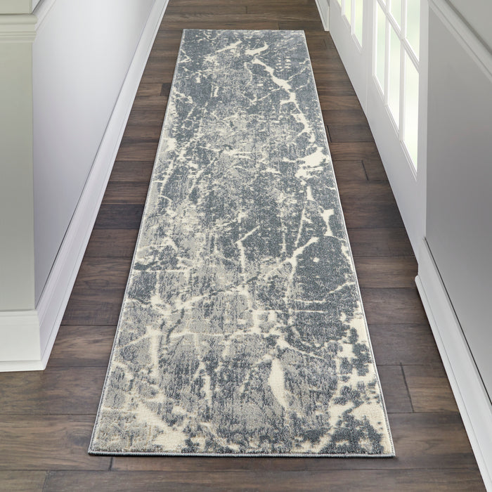 kathy ireland Home Sahara KI393 Charcoal Grey 8' Runner Hallway Rug