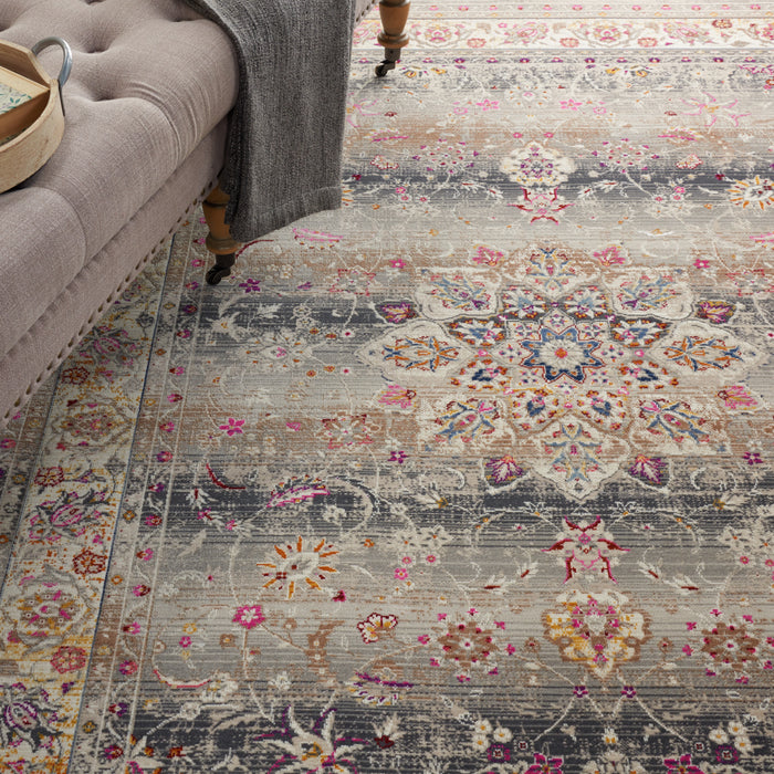 Nourison Vintage Kashan VKA01 Grey Multicolor 5'x8' Oushak Area Rug