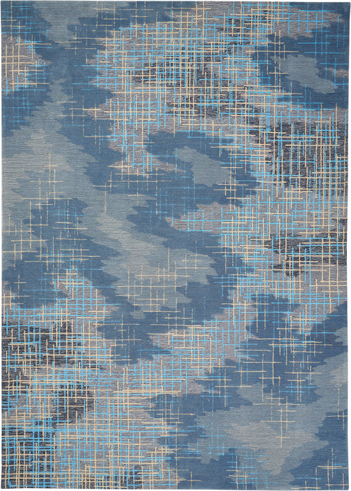 Nourison Symmetry SMM08 Slate Blue and Grey 9'x12' Oversized Textured Rug