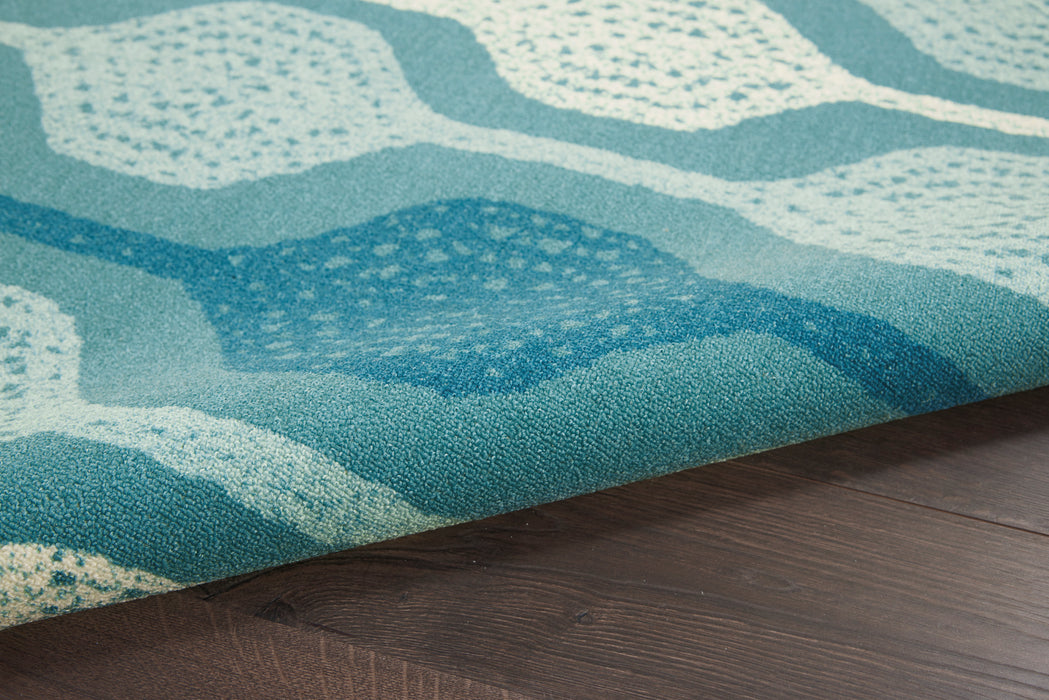 Waverly Sun N Shade SND70 Blue 8'x11' Oversized Indoor-outdoor Rug