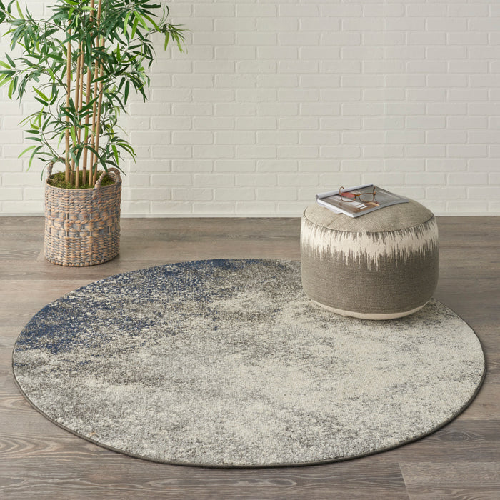 Nourison Passion 4' Round Charcoal and Ivory    Area Rug