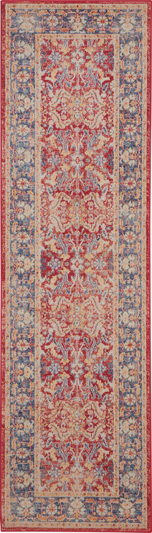 Nourison Ankara Global ANR02 Red and Blue Multicolor 8' Runner Low-pile Hallway Rug