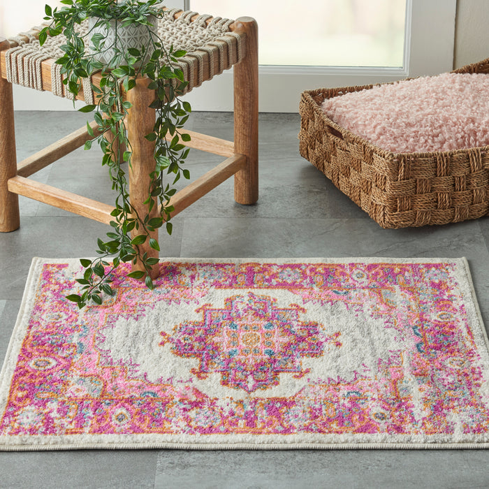 Nourison Passion 2' X 3' Pink and White Vintage Area Rug