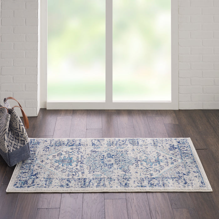 Nourison Tranquil 2'x4' Navy Blue and White Persian Small Rug