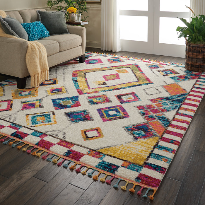 Nourison Nomad NMD02 White Multicolor 7'x10' Large Rug