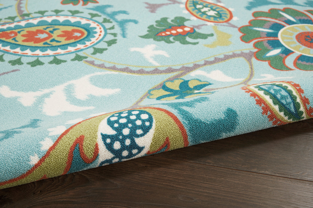 Waverly Sun N Shade SND73 Blue Multicolor 10'x13' Oversized Indoor-outdoor Rug
