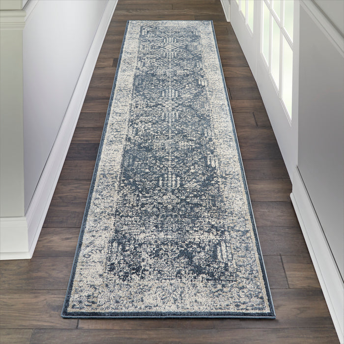 Malta by kathy ireland Home MAI12 Navy/Ivory 8' Runner Area Rug