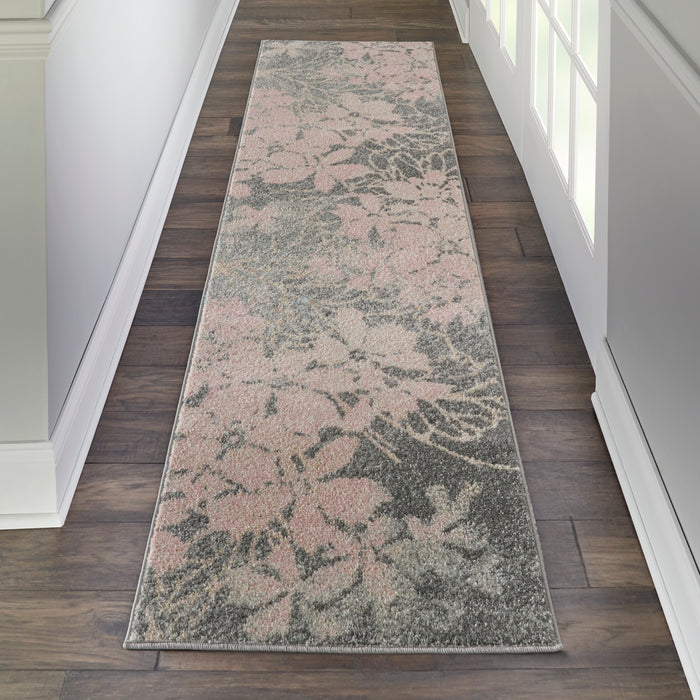 Nourison Tranquil TRA08 Pink and Grey 7' Runner  Hallway Rug