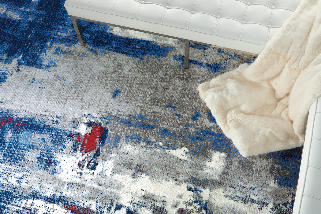 Nourison Twilight TWI20 Grey and Blue 8'x10' Large Rug