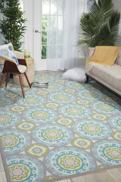 Waverly Sun N Shade SND16 Green 5' Square  Area Rug