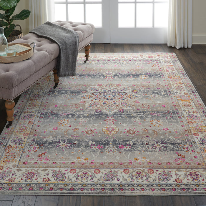 Nourison Vintage Kashan VKA01 Grey Multicolor 4'x6' Oushak Area Rug