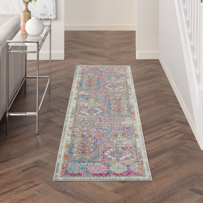 Nourison Passion 8' Runner Grey Multicolor   Area Rug