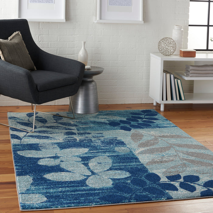 Nourison Tranquil TRA01 Navy Blue 5'x7' Modern Area Rug