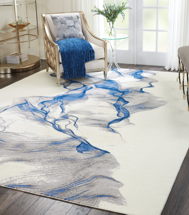 Nourison Twilight TWI27 Ivory and Blue 9'x12' Oversized Rug