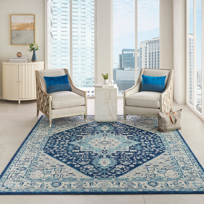 Nourison Tranquil TRA06 Blue and White 8'x10' Large  Rug