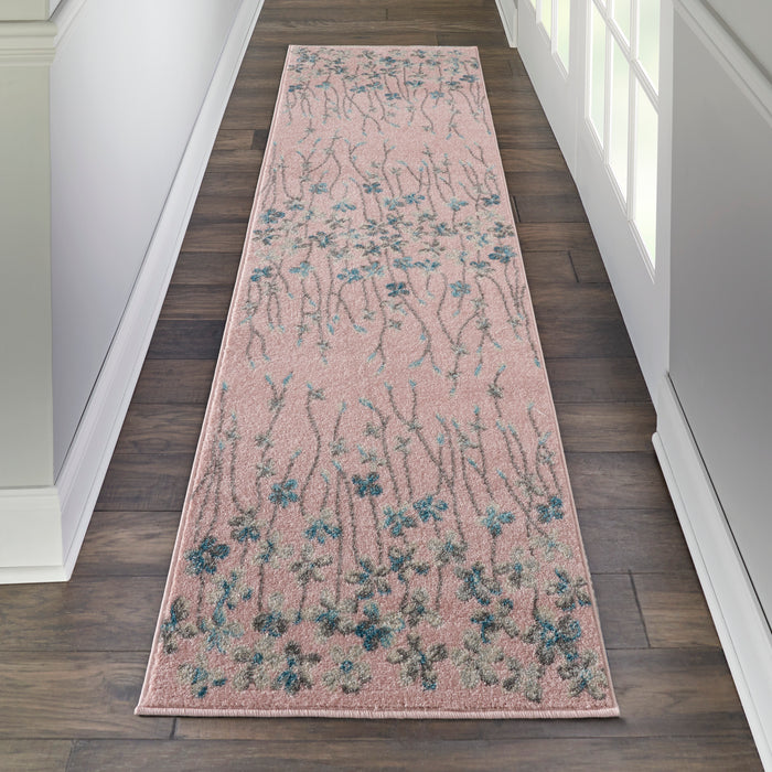 Nourison Tranquil TRA04 Pink 7' Runner  Hallway Rug