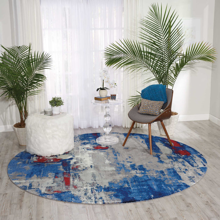 Nourison Twilight TWI20 Grey and Blue 8' Round Large Rug