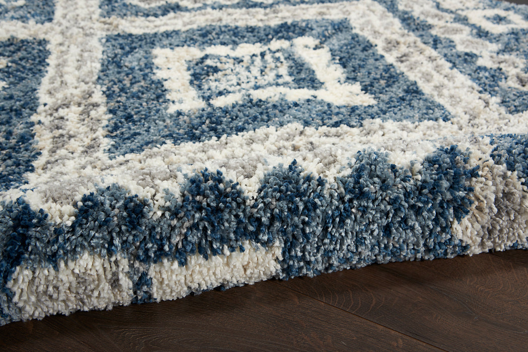 Nourison Oslo Shag OSL02 5'x8' Dark Blue and Grey Scandinavian Shag Rug