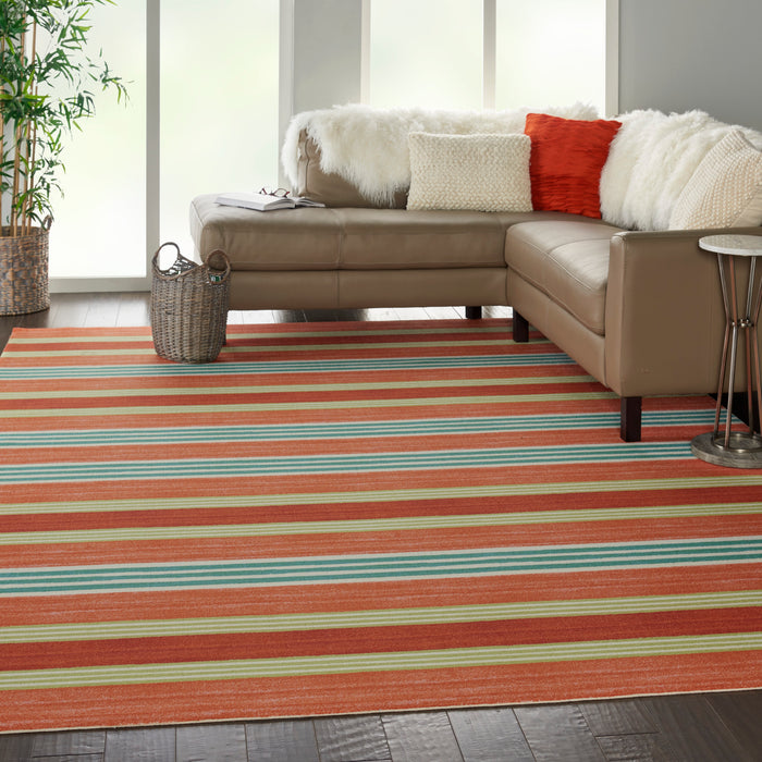Waverly Sun N Shade SND71 Red 8'x11' Oversized Indoor-outdoor Rug