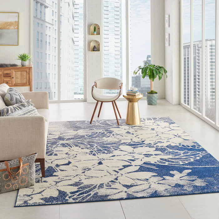 Nourison Tranquil TRA08 Navy Blue and Grey 8'x10' Large  Rug