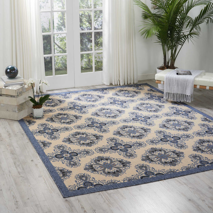 Nourison Caribbean CRB10 Blue and Ivory 9'x13' Oversized  Rug