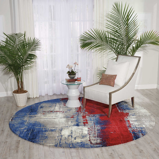 Nourison Twilight TWI19 Red and Blue 8' Round Large Rug