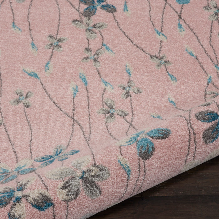Nourison Tranquil TRA04 Pink 5' Round Floral Area Rug