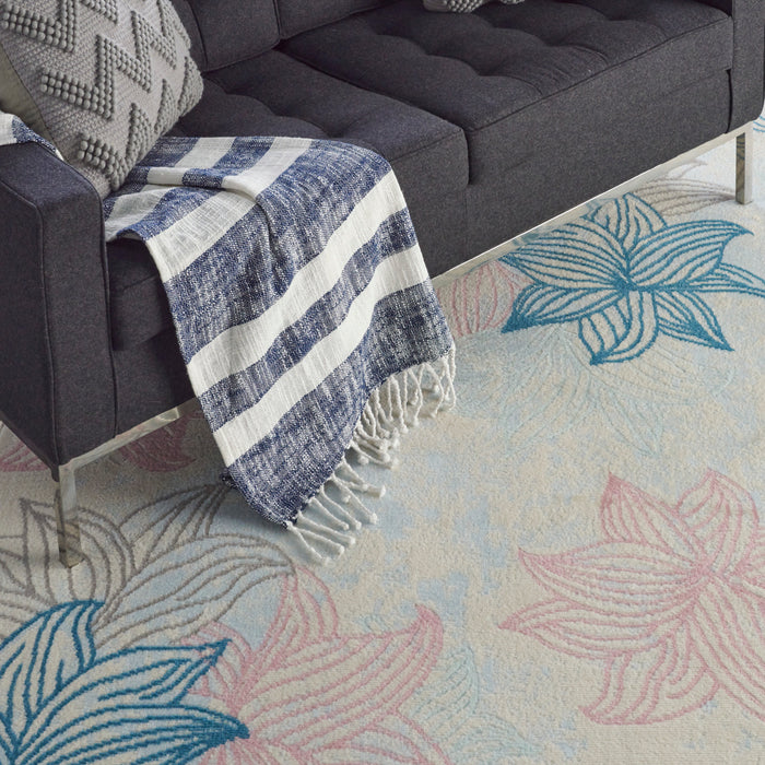 Nourison Jubilant JUB08 White Multicolor 8'x10' Large Low-pile Rug