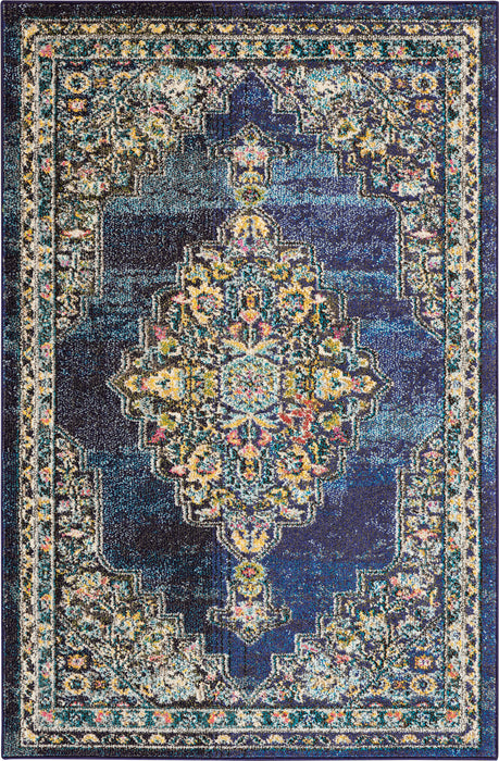 Nourison Passionate PST01 Dark Blue Multicolor 4'x6' Kashan Area Rug