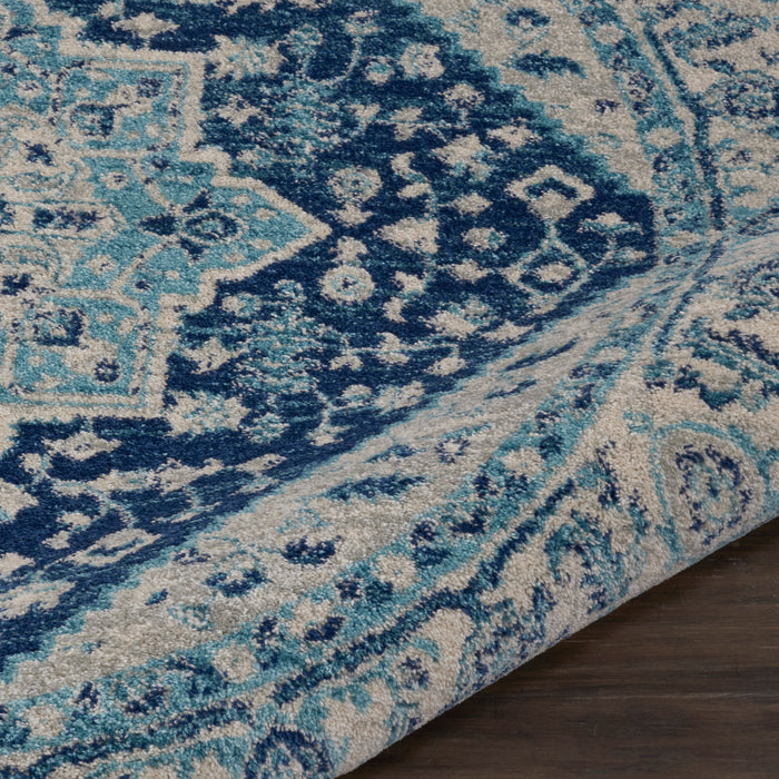 Nourison Tranquil TRA06 Blue and White 5' Round Persian Area Rug
