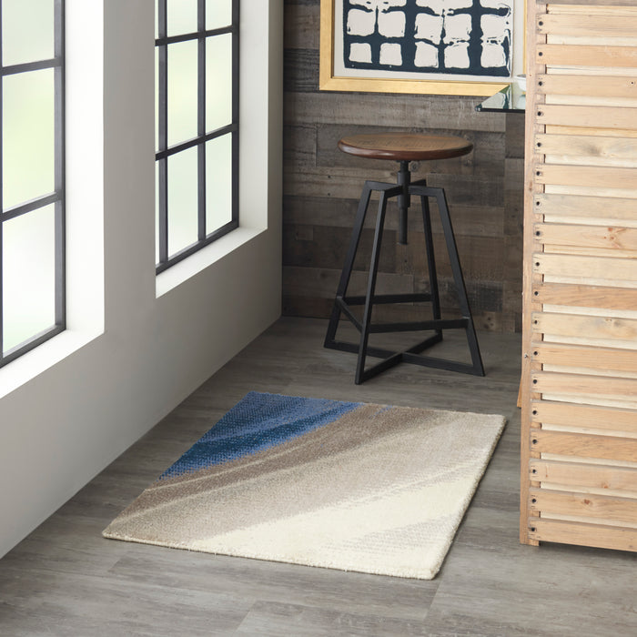 Nourison Twilight 2'x3' Ivory and Blue Small Beach Rug