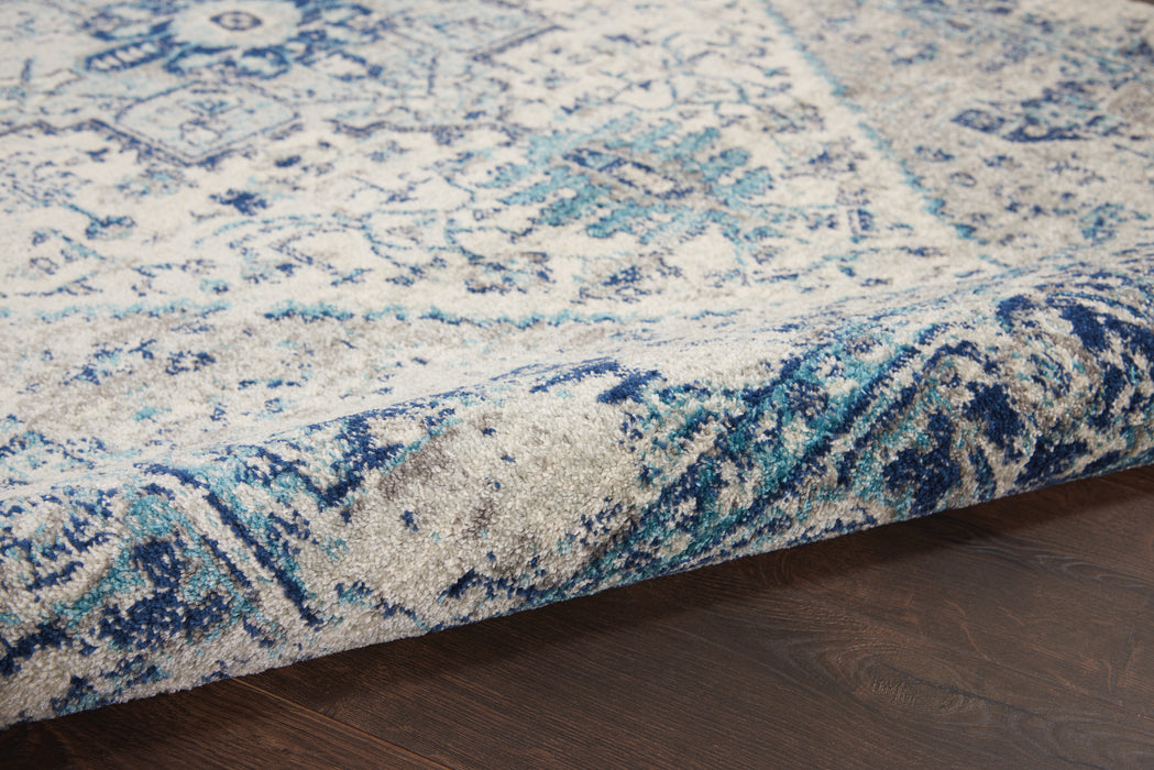 Nourison Tranquil TRA06 Navy Blue and White 6'x9' Persian Area Rug