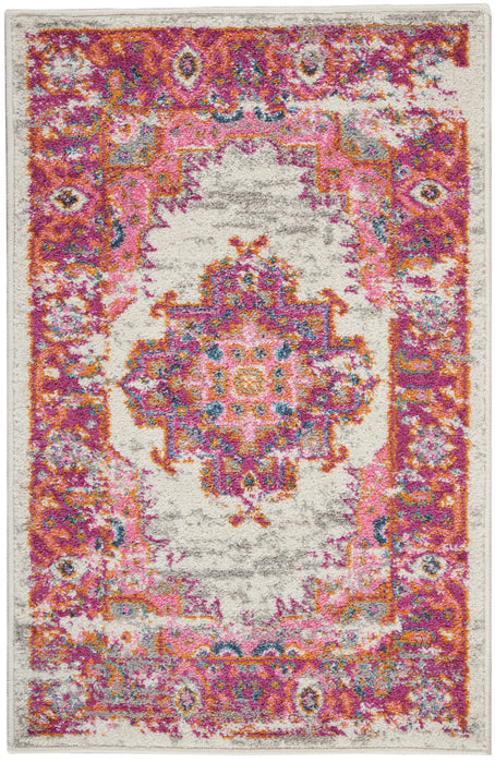 Nourison Passion 2' X 3' Pink and White Vintage Area Rug