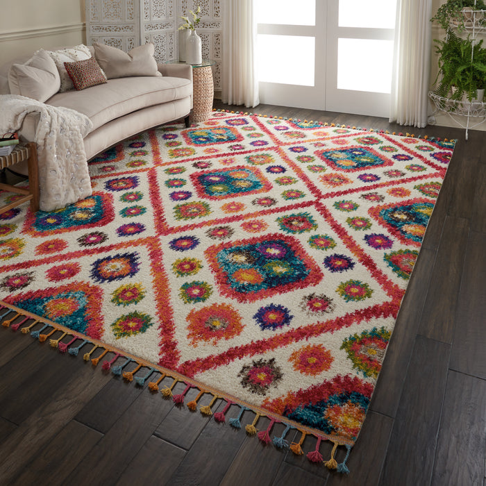 Nourison Nomad NMD03 White Multicolor 8'x11' Oversized Rug